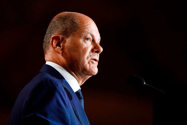 Olaf Scholz bei seinem Kanada-Besuch.  | Foto: COLE BURSTON (AFP)