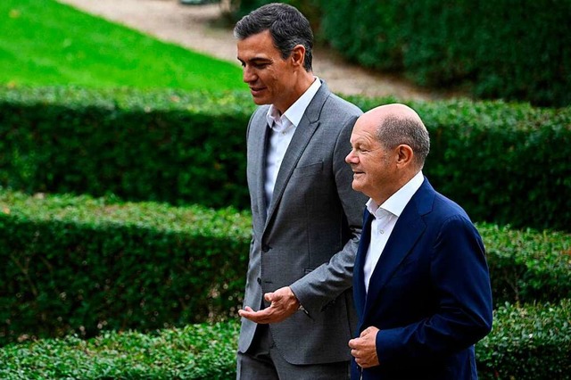 Kanzler Scholz mit Spaniens Ministerprsident Pedro Sanchez  | Foto: TOBIAS SCHWARZ (AFP)