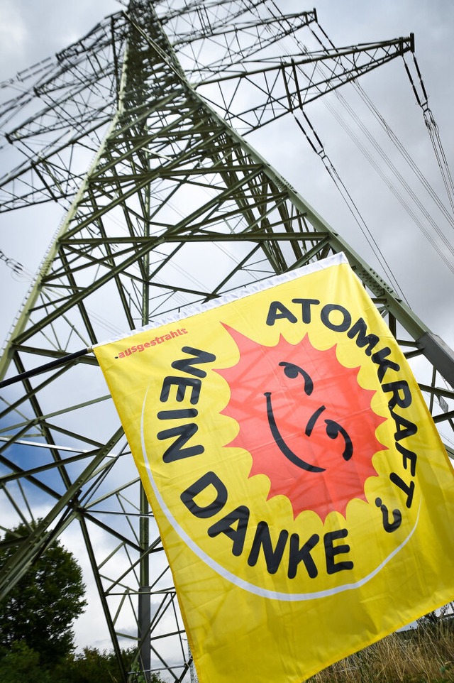 Atomkraftgegner demonstrieren in Necka...utschland, die Schweiz und Frankreich.  | Foto: Ferdinando Iannone (dpa)