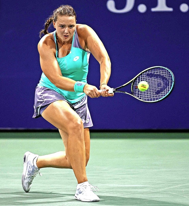 Jule Niemeier fhlt sich sichtlich wohl beim letzten Grand Slam der Saison.  | Foto: JULIAN FINNEY (AFP)