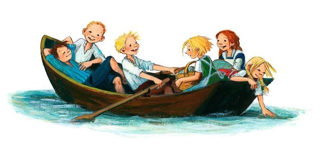 Die sechs Kinder aus Bullerb chillen auf dem Dorfsee.  | Foto: Oetinger Verlag, Katrin Engelking