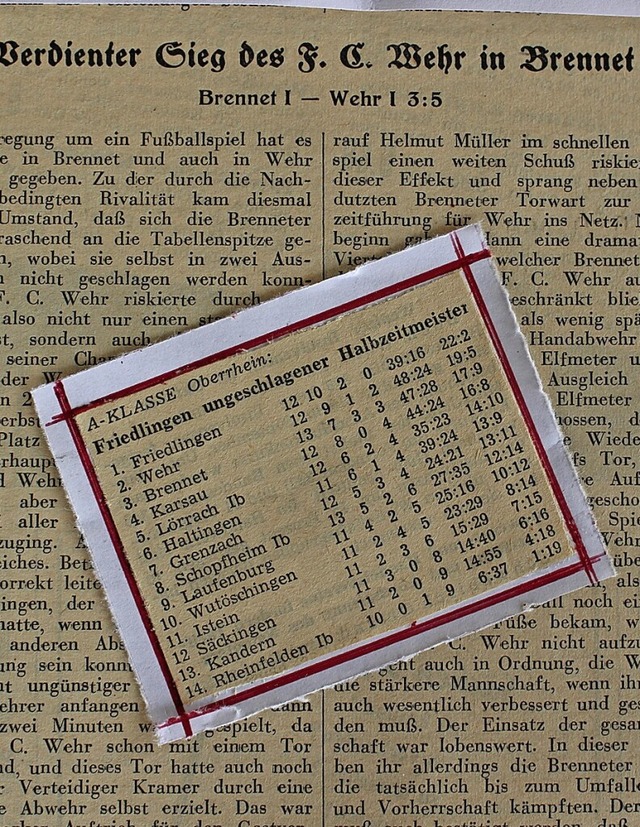 Dieses Spiel brachte die Brenneter und...uballer vor 70 Jahren hintereinander.  | Foto: Hansjrg Bader