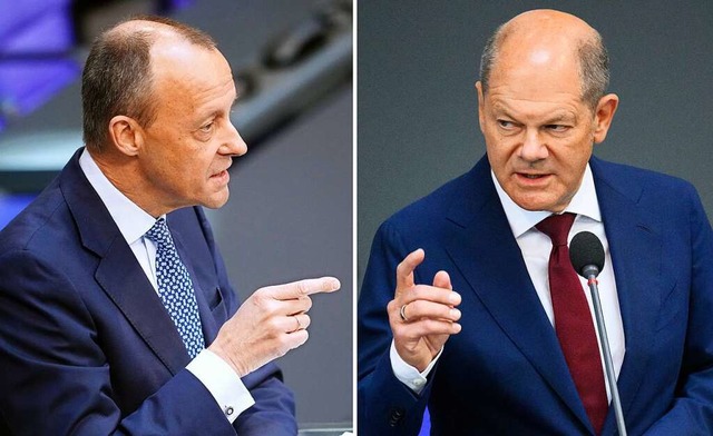 Krftig eingeschenkt und lautstark zur...ch Merz und Bundeskanzler Olaf Scholz.  | Foto: von Jutrczenka;Nietfeld (dpa)