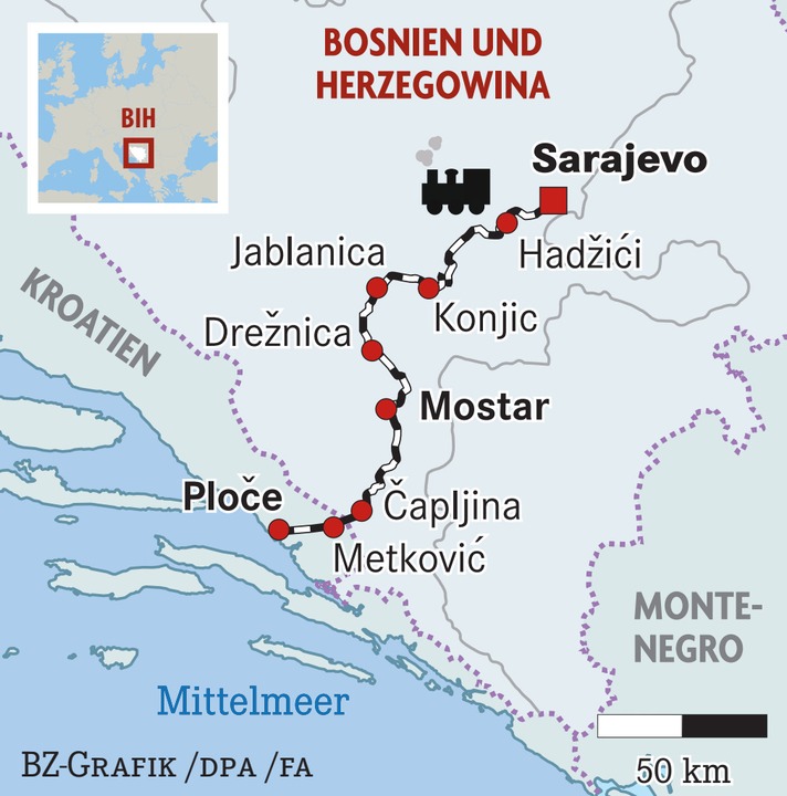 Reisetipp für Bosnien und Herzegowina: Mit dem Zug durch die Schluchten der  Neretva - Reise - Badische Zeitung