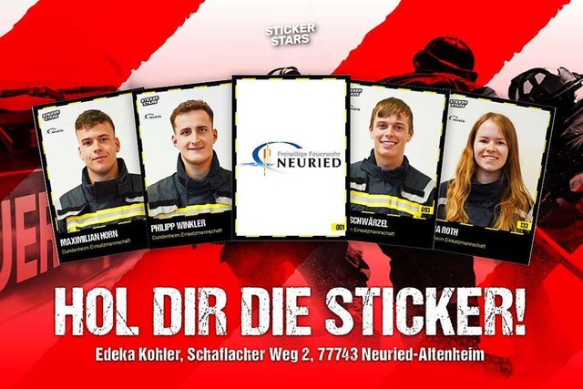 110 Mitglieder der Freiwilligen Feuerw...sich fr die Sticker-Aktion ablichten.  | Foto: Feuerwehr Neuried