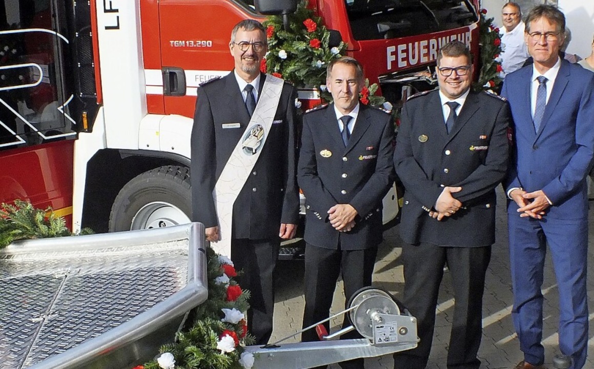 Diakon Christoph Franke (von links), K...eug der Feuerwehr Kappel-Grafenhausen.  | Foto: Rudi Rest