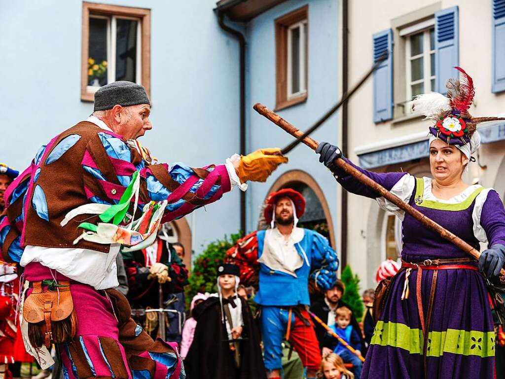 Das Spektakel mit 250 Akteuren brachte Theaterstcke, mittelalterliches Marktgeschehen, den Wettstreit der Gaukler und vieles mehr in die historische Altstadt.