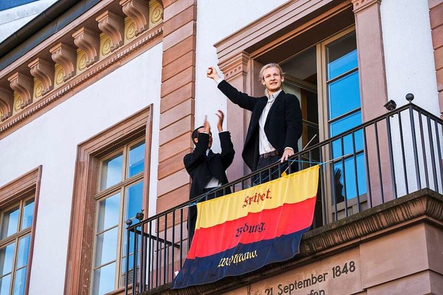 Vom Alten Rathaus aus rief   Struve 18...us. Szene vom Tag der Demokratie 2019.  | Foto: Ansgar Taschinski