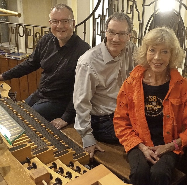 Irmtraud Tarr, Dieter Lmmlin und Matt...r Orgelwochen in der Kirche St. Josef.  | Foto: Roswitha Frey