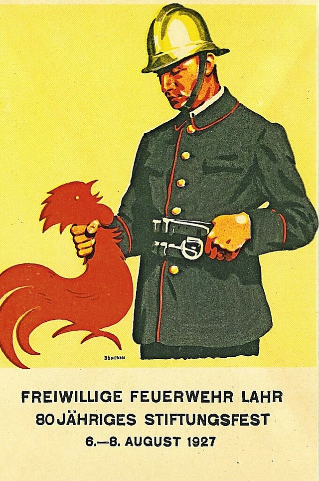 Die  Postkarte der Lahrer Feuerwehr mi...ch war verstimmt und verbot das Motiv.  | Foto: Stadtarchiv