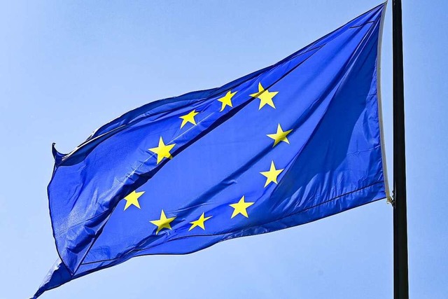 Eine Europa-Flagge weht vor blauem Himmel.  | Foto: Jens Kalaene (dpa)