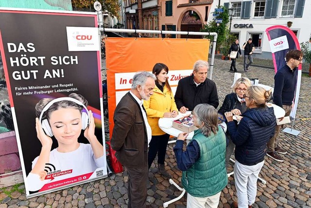 Aktionstag der CDU gegen Lrm:  Bernha...dem Augustinerplatz mit Anwohnerinnen.  | Foto: Thomas Kunz