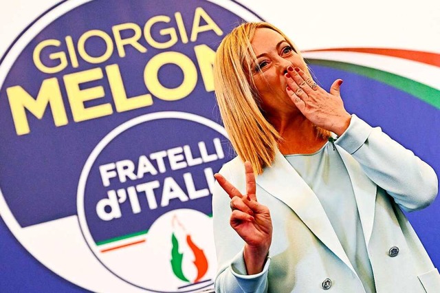 Georgia Meloni, Vorsitzende der rechts...rste Regierungschefin Italiens werden.  | Foto: ANDREAS SOLARO (AFP)