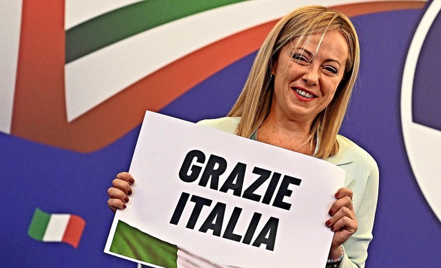 &#8222;Danke Italien&#8220; &#8211; Gi...Meloni nach dem Wahlsieg ihrer Partei   | Foto: ANDREAS SOLARO (AFP)