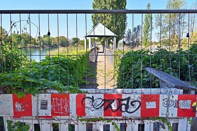 Holzsteg im Freiburger Seepark bleibt noch für mehr als ein Jahr gesperrt