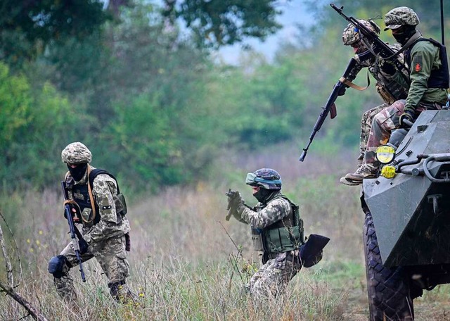 Ukrainische Truppen bei einer bung  | Foto: GENYA SAVILOV (AFP)