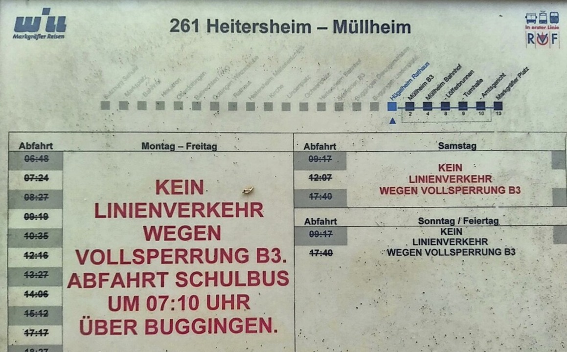 Information über den Busausfall an einer Hügelheimer Haltestelle  | Foto: Agus