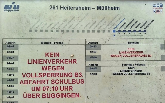 Information ber den Busausfall an einer Hgelheimer Haltestelle  | Foto: Agus