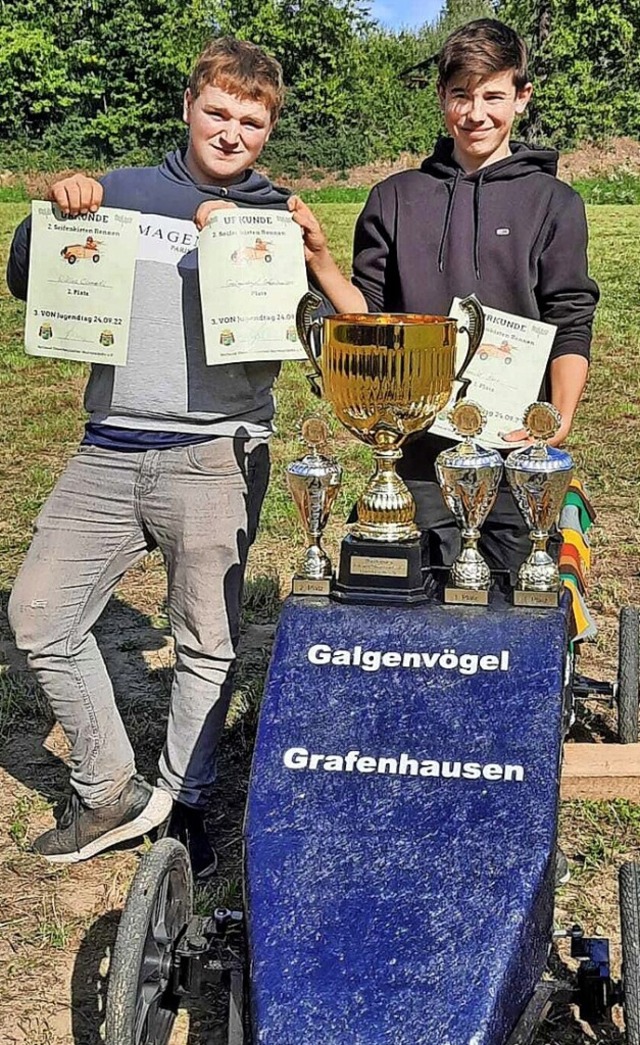 Nicklas Clementi (links) und Jannek He...e Schnellsten auf der VON-Rennstrecke.  | Foto: Galgenvgel Grafenhausen
