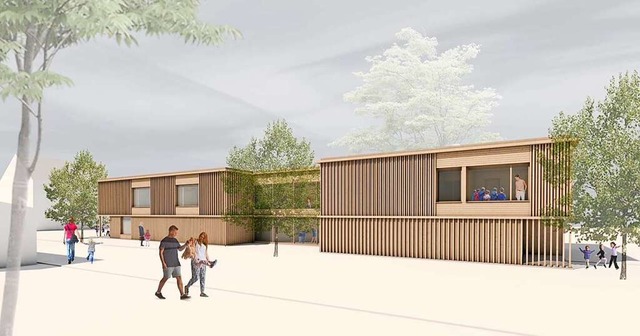 So soll der geplante neue Kindergarten...nden von der Hauptstrae aus aussehen.  | Foto: wwg-Architekten