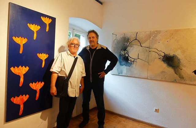 Max Meinrad Geiger (links) und Georges...stellung im Kunstraum der Alten Schule  | Foto: Roswitha Frey
