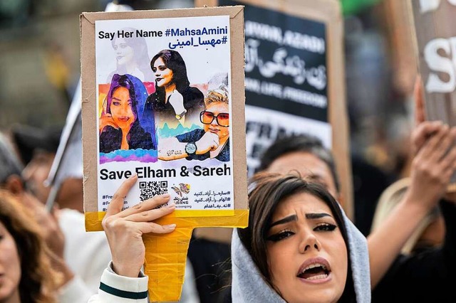 Demonstrantinnen und Demonstranten in ...in Teheran gibt es weltweit Proteste.   | Foto: Boris Roessler