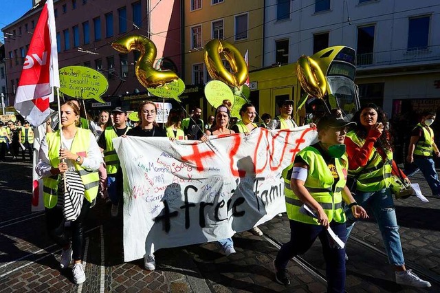 In der Freiburger Innenstadt waren die...m Donnerstagmittag nicht zu berhren.  | Foto: Ingo Schneider