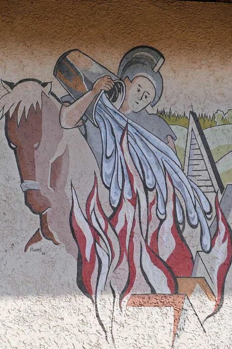 Wandbild am jetzigen Feuerwehrgerätehaus Buchholz.  | Foto: Sylvia Sredniawa