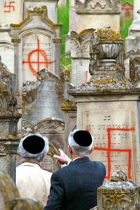 Antisemitische Schmierereien auf dem j...solche Bedrohungen und Beleidigungen.   | Foto: usage Germany only, Verwendung nur in Deutschland