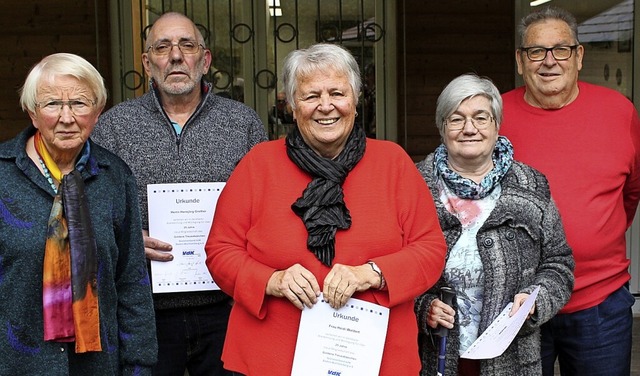 25 Jahre dabei:  Irmgard Tiemann, Hans...t, Brigitta Hojas und Gerhard Woldert   | Foto: Hansjrg Bader