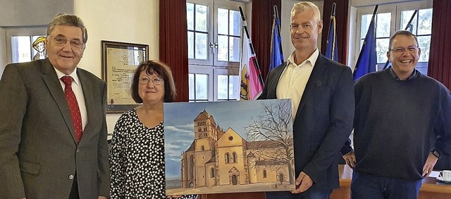 Erwin Grom, Ingrid Wenz-Gahler, Oliver...uen Mnsterbild im Rathaus (von links)  | Foto: Stadt Breisach 