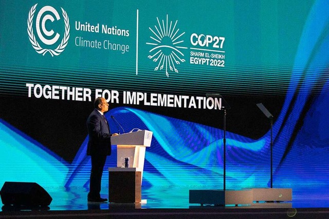 Abdel Fattah al-Sisi, Prsident von g... erffnet die UN-Klimakonferenz COP27.  | Foto: Gehad Hamdy (dpa)