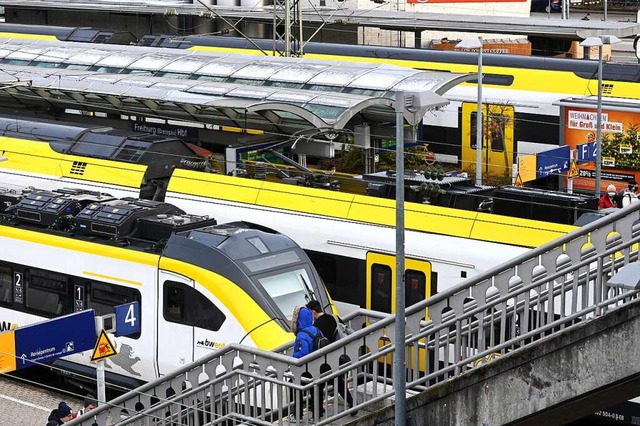 S-Bahnen im Freiburger Hauptbahnhof.  | Foto: Thomas Kunz