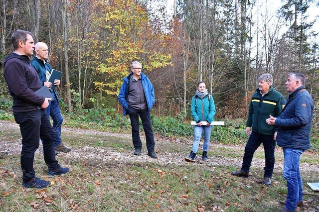 Bei einem Vorort-Termin im Gemeindefor...nahmen fr die kommenden zehn Jahre.   | Foto: Thomas Biniossek