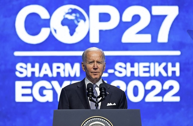US-Prsident Joe Biden auf der COP27 im gyptischen Scharm El-Scheich   | Foto: SAUL LOEB (AFP)