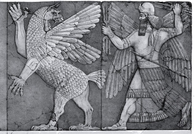 Das Fabelwesen Tiamat (links) und der assyrische Gott Marduk  | Foto: Brandes & Apsel