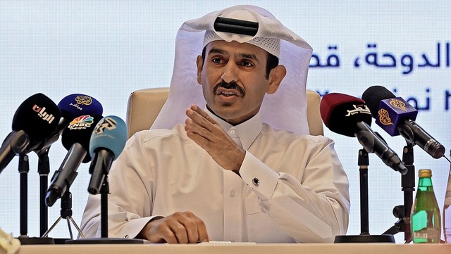 Katars Energieminister Saad Scharida a...i verkndet den Deal mit Deutschland.   | Foto: KARIM JAAFAR (AFP)