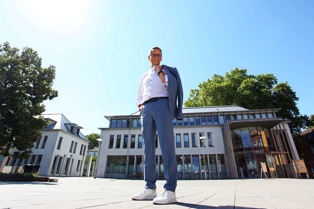 Wo stt das Wachstum der Stadt an Gre...bert vor dem Brgerbro der Stadt Lahr  | Foto: Bastian Bernhardt