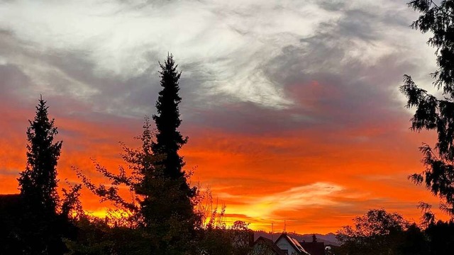 Diesen stimmungsvollen Sonnenaufgang h...in Freiburg-Mooswald aus fotografiert.  | Foto: Franz Ehret