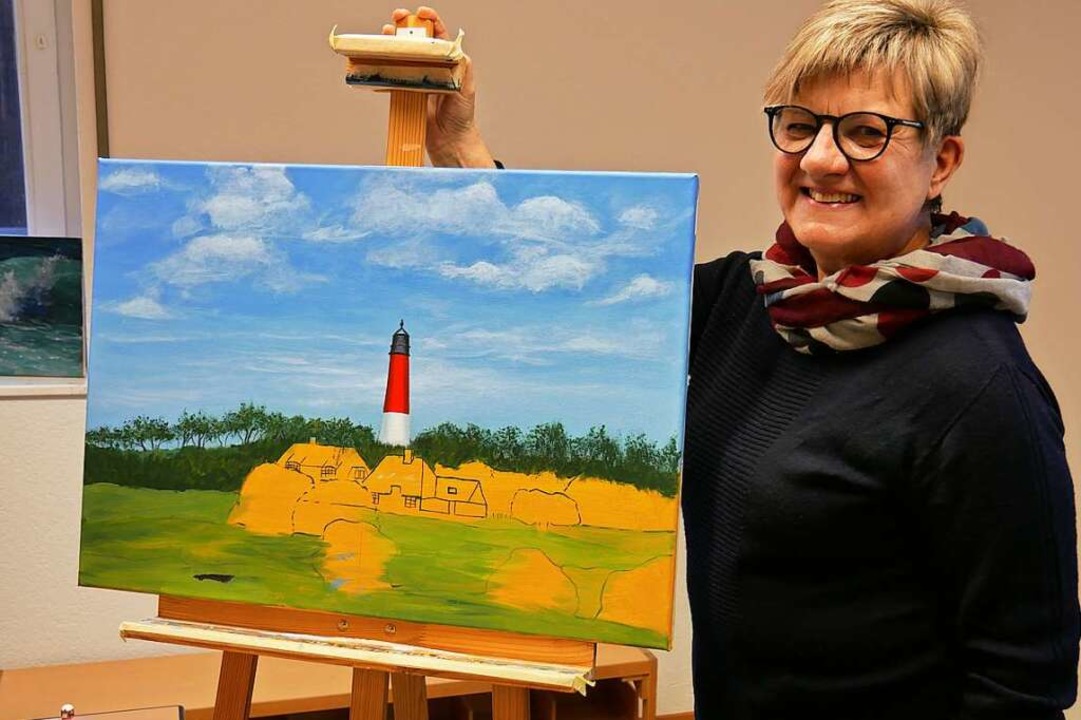 Noch im Entstehen ist das Bild der Malschlerin Elke Bhler.  | Foto: Michael Gottstein