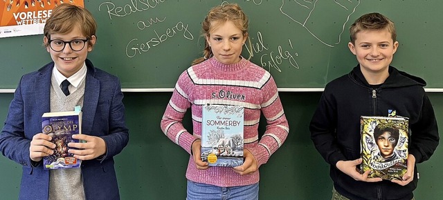 Die Klassensieger der drei sechsten Kl...lius Storz, Meike Rombach, Arian Meyer  | Foto: Realschule