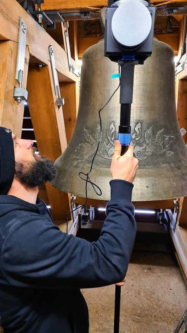 Die Glockenstube im Sdturm wird dreid... mit dem mobilen Laserscanner erfasst.  | Foto: Stefan Ammann