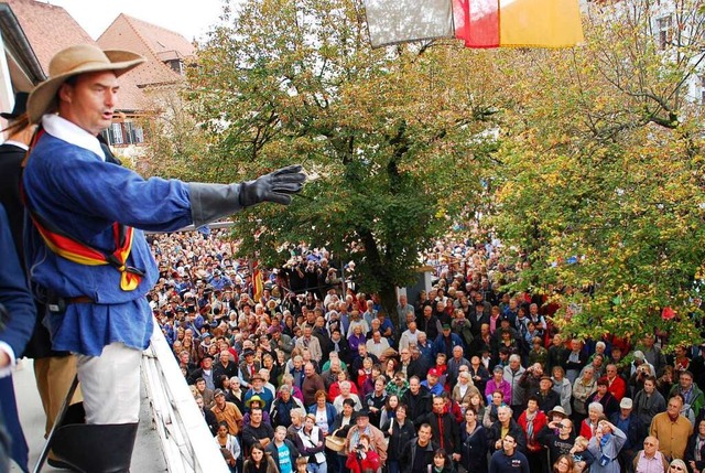 Groen Zulauf hatte das Spektakel &#82...Hecker chunnt&#8220;  2012 Schopfheim.  | Foto: Edgar Steinfelder