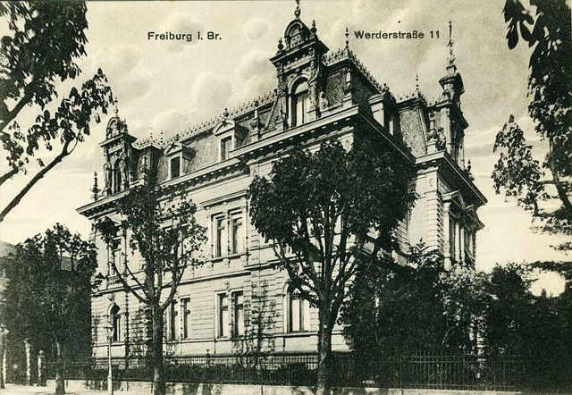 Die Villa von Gleichenstein um 1910 mi..., Straenbumen und einer Gaslaterne.   | Foto: Archiv Manfred Gallo