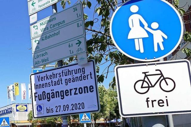 Radfahren wird in der geplanten Fußgängerzone in Weil am Rhein erlaubt