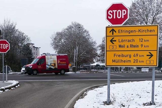 Die B3-Kreuzung an der Winzergenossenschaft in Efringen-Kirchen ist gefhrlich