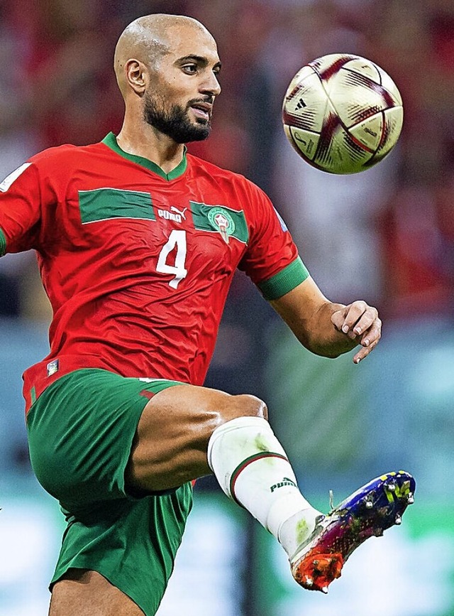 Einer der besten Spieler bei Marokko: Sofyan Amrabat  | Foto: Tom Weller (dpa)