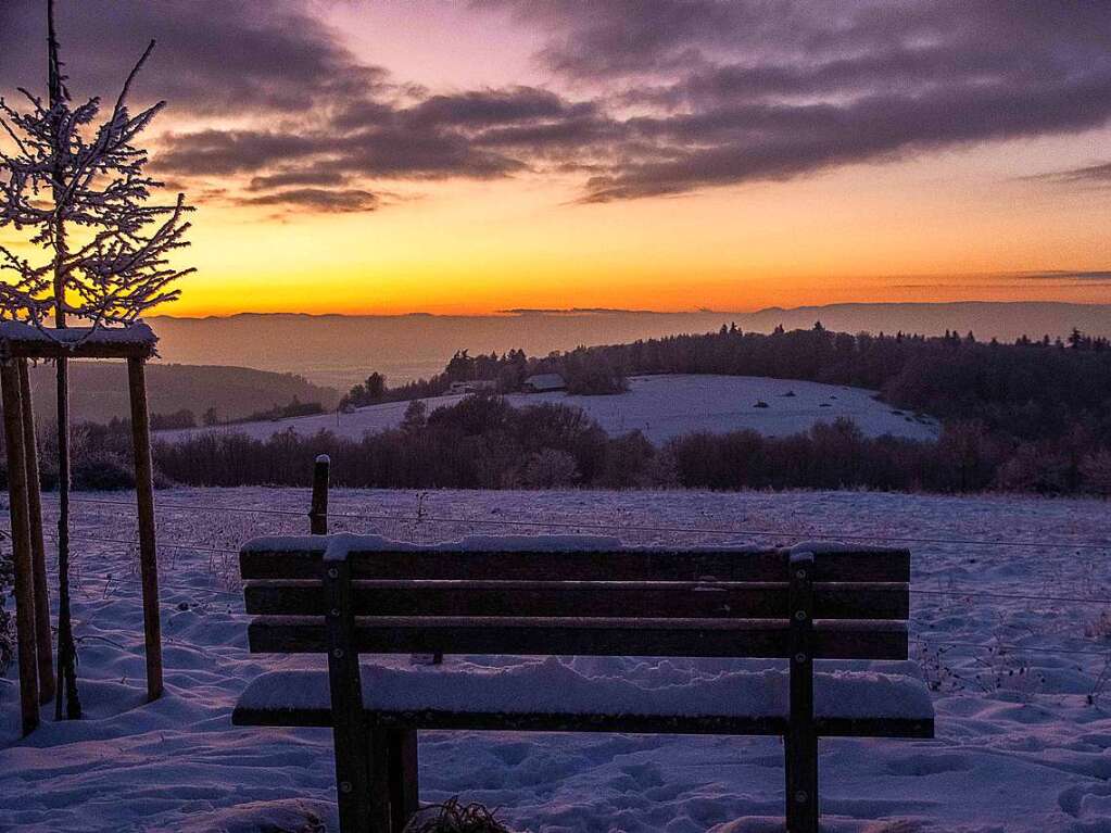 Winter auf dem Langenhard mit Blick auf die Vogesen