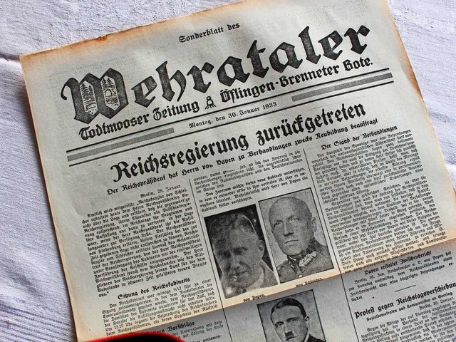 Im Januar 1933 wurde Adolf Hitler Deut... &#8222;Wehrataler&#8220; seine Leser.  | Foto: Hansjrg Bader