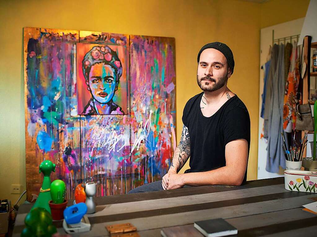 Der Knstler Jan Alvarez in seinem Atelier in Heiligenzell. Alvarez wurde im Rahmen der BZ-Knstlerserie vorgestellt.